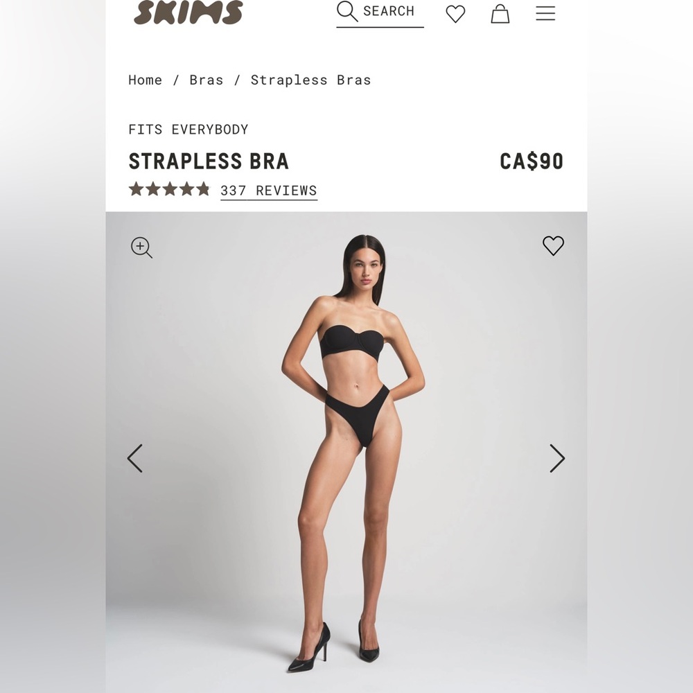 NEW Skims 36DDD(36F) FITS EVERYBODY STRAPLESS
BRA(detachable straps)